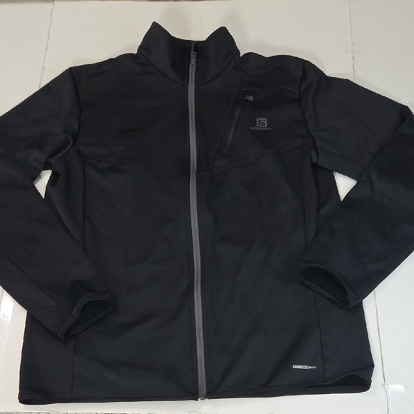 Salomon Men's Discovery Fleece Black Performance Track Jacket - Picture 1 of 16
